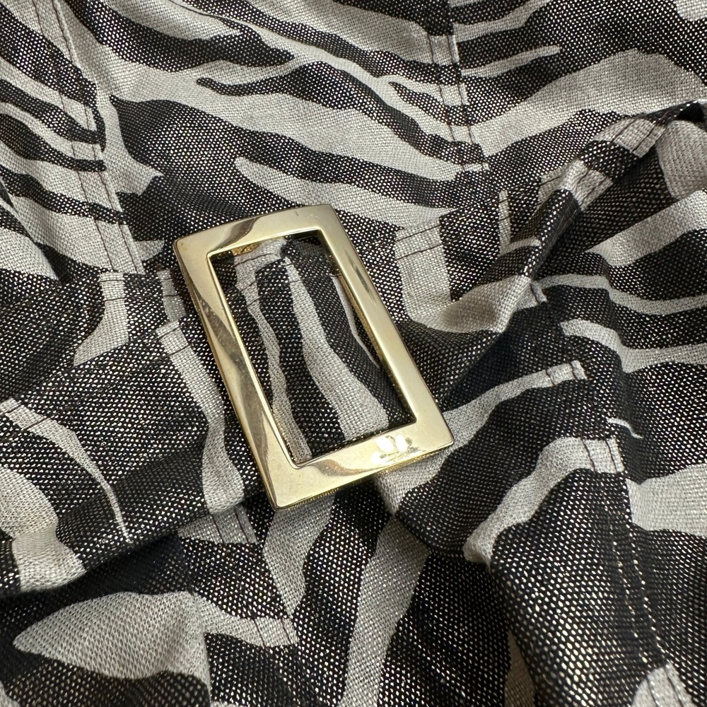 Cache Womens Y2K Zebra Print Metallic Gold Safari Utility Jacket Size S Belted - Picture 6 of 7